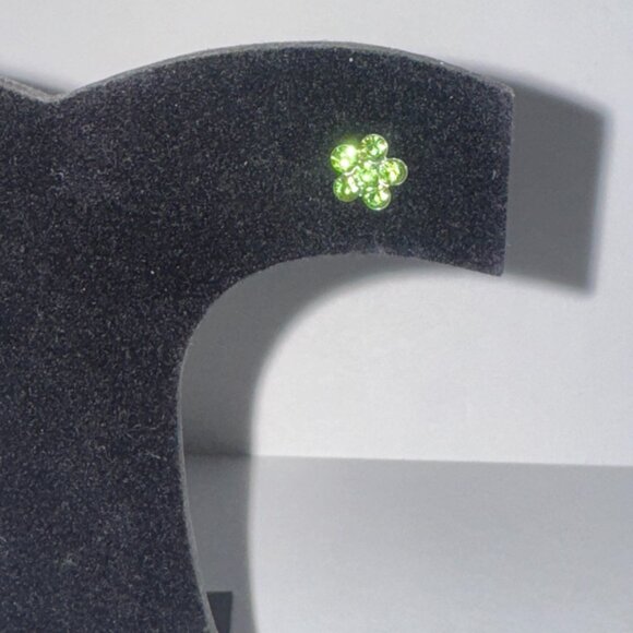 7mm Green Flower Cz And Sterling Post Earrings - Picture 6 of 12
